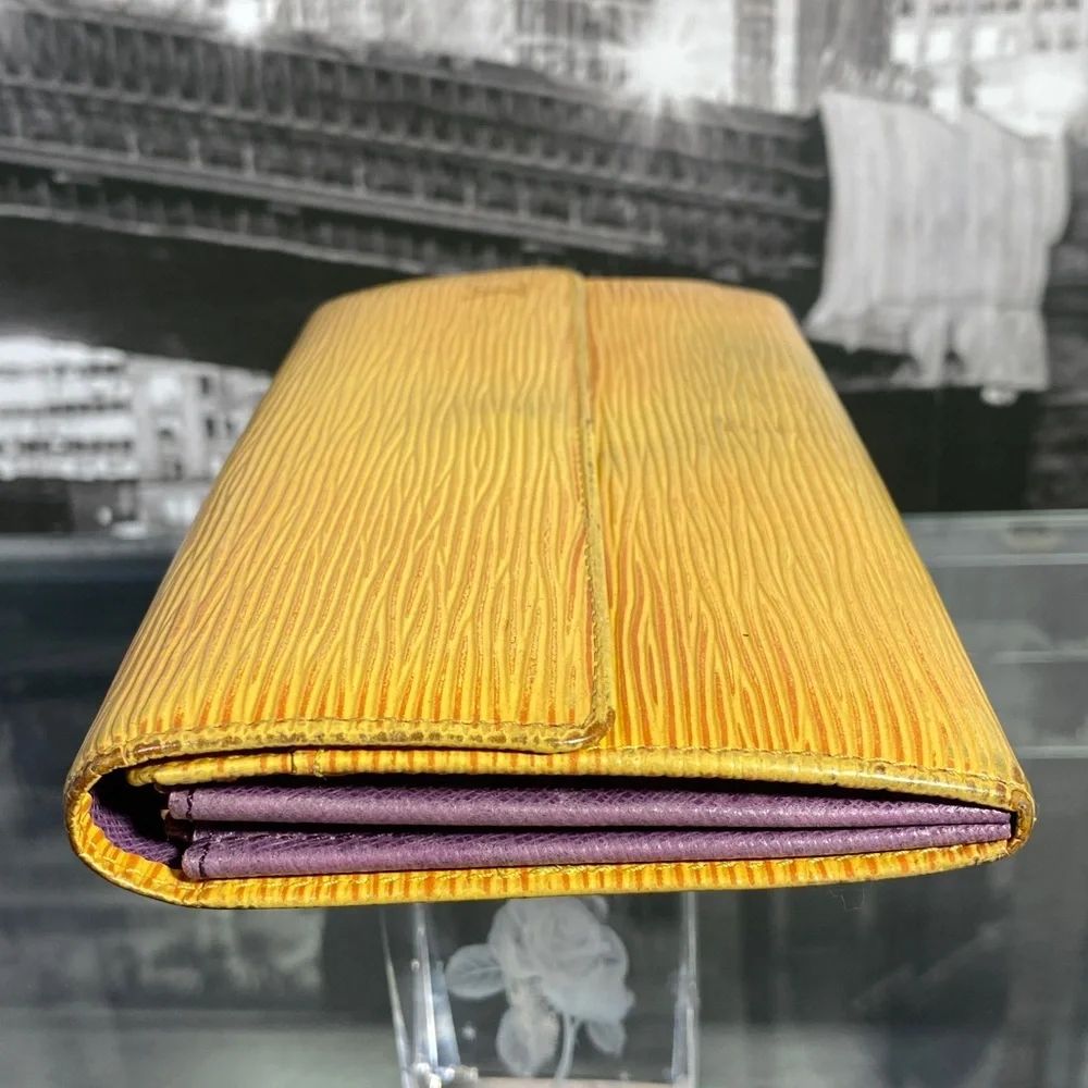Authentic Louis Vuitton Yellow Epi Leather Sarah Wallet
